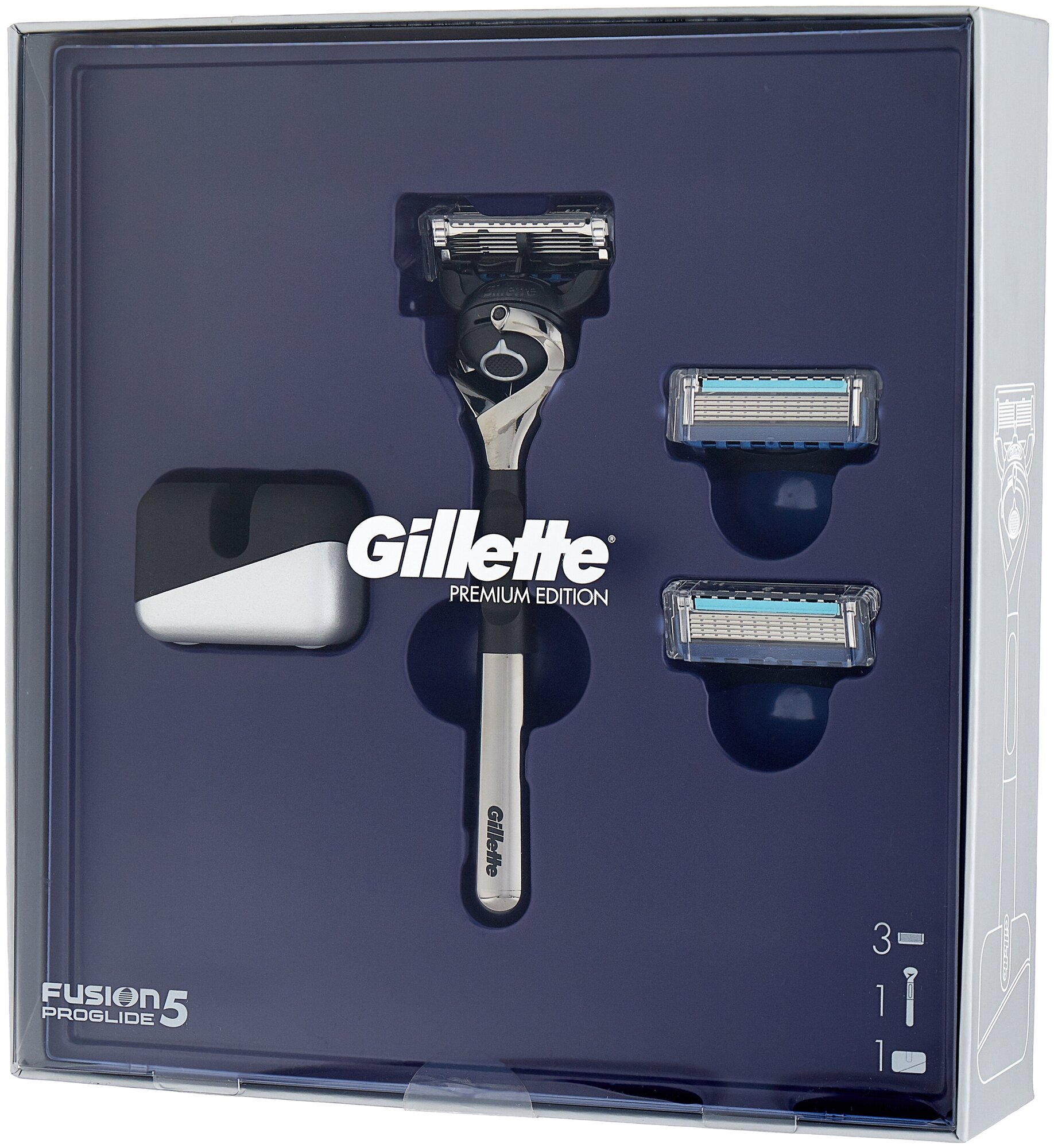 Подарочный набор для мужчин Gillette Fusion ProGlide Flexball, Бритва, 2 сменные кассеты, подставка