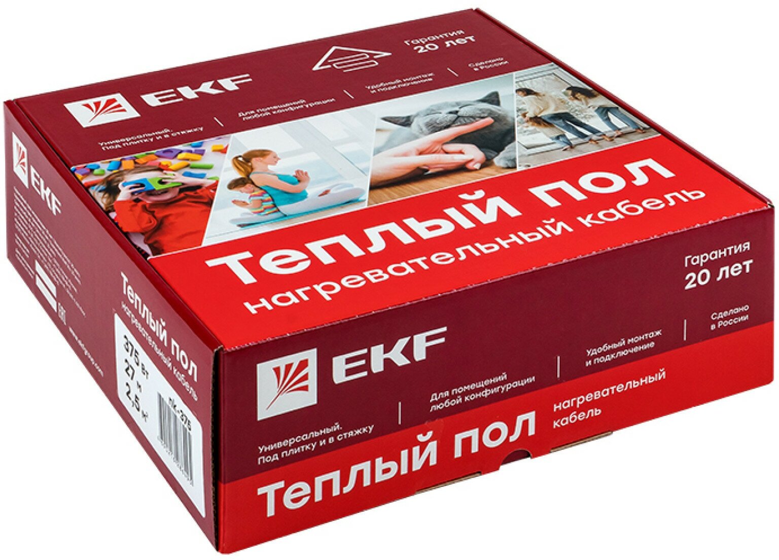 Теплый пол (нагревательный кабель) 225Вт 16 м 1,5 м2 EKF