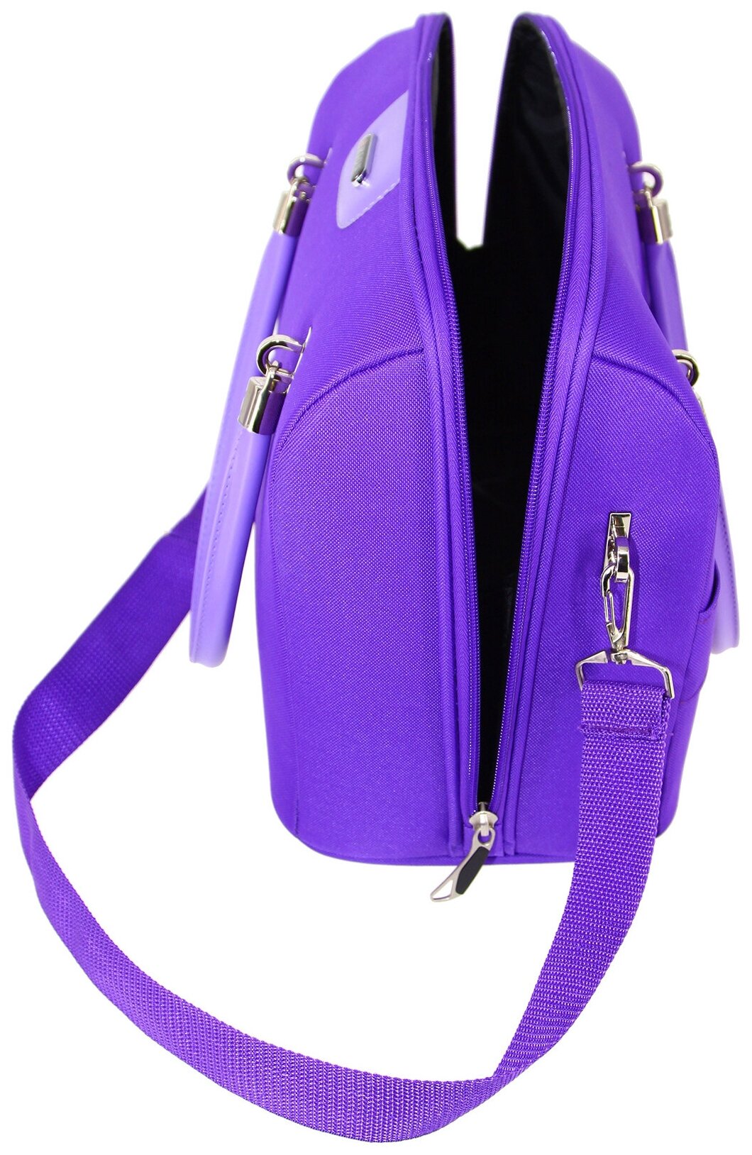 Дорожная сумка с ремнем на ручку чемодана Рион+ (RION+) / ручная кладь для самолета / саквояж , R240, Тканевая, 20 литров, фиолетовый - фотография № 5