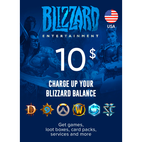 Пополнение счета Blizzard (Battle net) на 10 USD ($) / Код активации Доллары / Подарочная карта Близзард (Батл нет) / Gift Card (США) пополнение счета playstation store 10 usd код активации доллары подарочная карта плейстейшен стор gift card сша