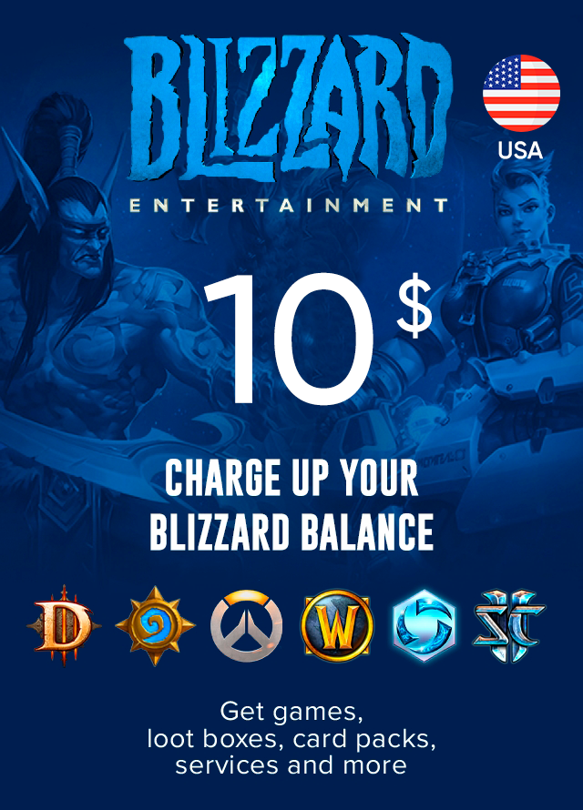 Пополнение счета Blizzard (Battle net) на 5 – 50 USD ($) / Код активации Доллары / Подарочная карта Близзард (Батл нет) / Gift Card (США)