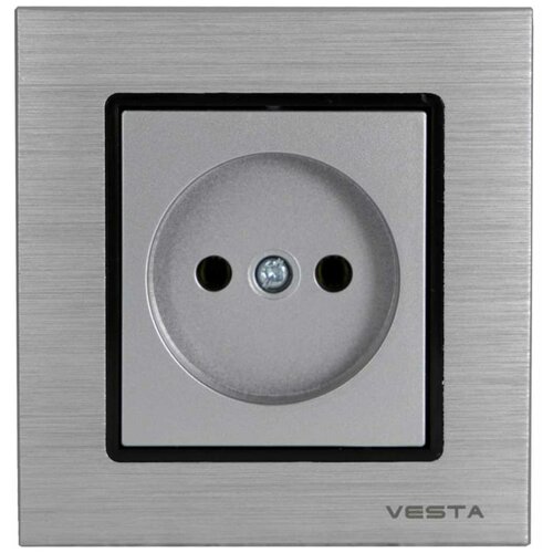 Розетка Vesta-Electric Exclusive Silver Metallic одинарная без заземления