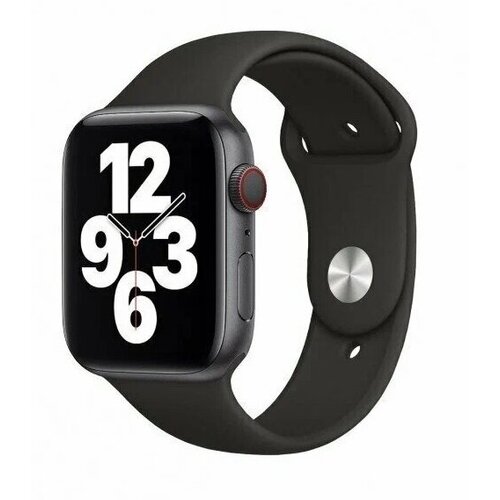 Ремешок для Apple Watch (42/44/45/49) Series 1-8, SE, Ultra, силиконовый, черный