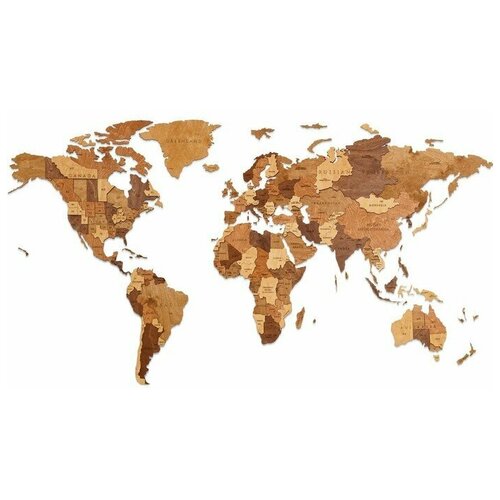 виниловая прей карта 150x10 0 см карта мира проекционная карта страны с картой столицы настенная наклейка Eco Wood Art EWA Деревянная Карта Мира настенная, объемная 3 уровня, цвет шоколад