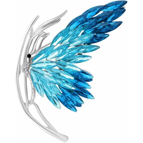 Брошь, бижутерный сплав, кристалл, мультиколор