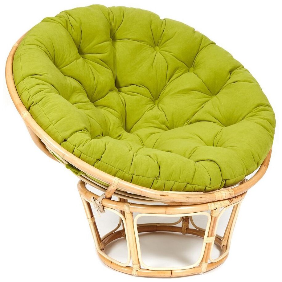 Кресло "PAPASAN ECO" P115-1/SP STD / c подушкой, ремешками / Natural (натуральный), флок Олива, 23