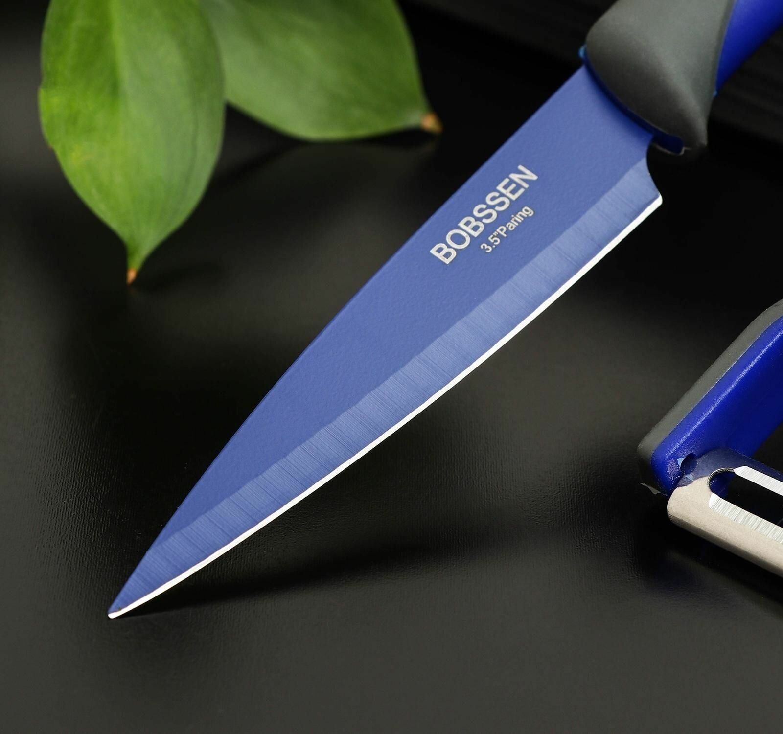 Набор ножей Faded, 3 предмета: ножи, овощечистка, цвет синий - фотография № 5
