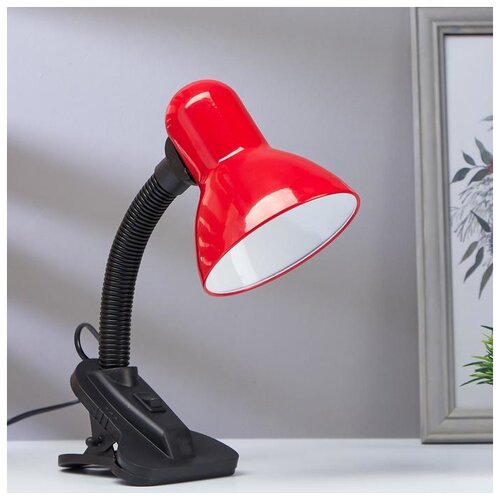 фото Лампа настольная уютель на прищепке, светодиодная, 8 вт, led, 750 лм, шнур 1,5 м, красная
