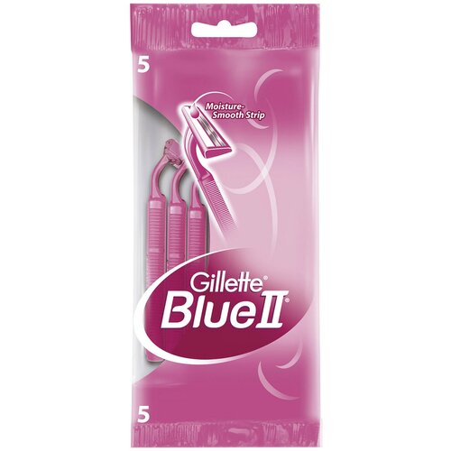 Бритвы одноразовые комплект 5 шт, GILLETTE (Жиллет) BLUE 2, для женщин