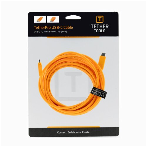 Кабель Tether Tools TetherPro USB-C to 2.0 Mini-B 8-Pin 4.6m Orange