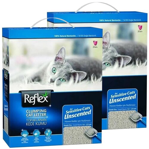 REFLEX наполнитель комкующийся для туалета кошек гипоаллергенный без запаха (6 + 6 л)