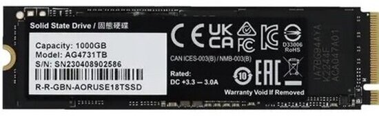 SSD диск Gigabyte AORUS Gen4 7300, 1000GB, M.2 2280, PCIe 4.0 x4 (AG4731TB)