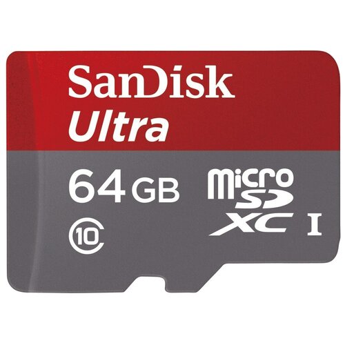 Карта памяти SanDisk microSDXC 64 ГБ Class 10, UHS-I, R 48 МБ/с, адаптер на SD, 1 шт.