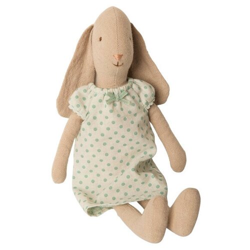 фото Мягкая игрушка maileg заяц в ночной рубашке размер 2 мятный, 27 см