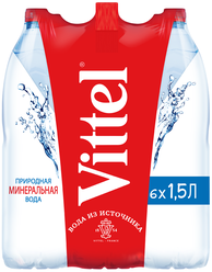 Минеральная вода Vittel негазированная, ПЭТ, 6 шт. по 1.5 л