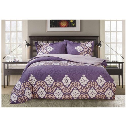 фото Постельное белье евростандарт selena paisley бархатная ночь, сатин, 50 х 70 см, фиолетовый