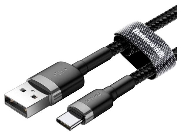 Кабель Baseus USB - USB Type-C (CATKLF-AG1), 0.5 м, 1 шт., черный/серый