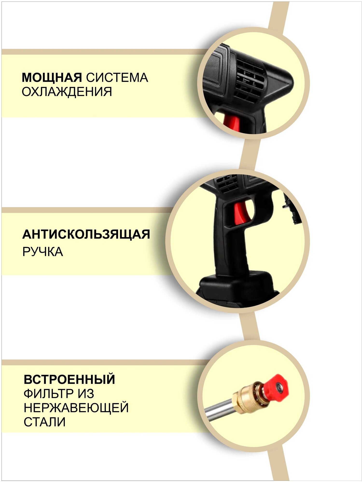 Профессиональная аккумуляторная ручная мойка высокого давления 48V с пеногенератором и фильтром для воды PERFECTLY CLEAN - фотография № 9