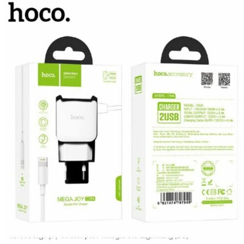 СЗУ-2USB HOCO C59А Lightning, 2.1А, 1м White горящие скидки hoco rt2 white