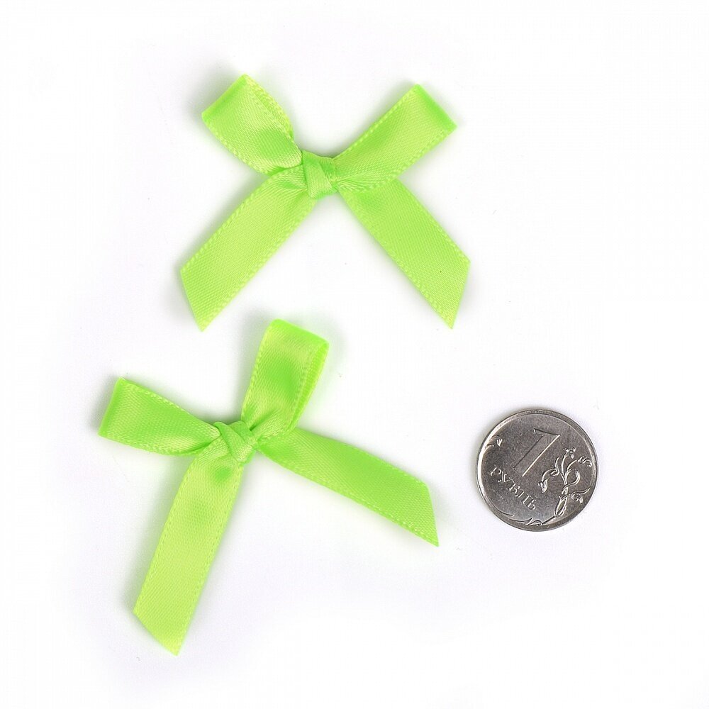 Бантики пришивные TBY 3,5 см, цвет 58 зеленый неон, упаковка 100 шт (MJ. RF.070.58)