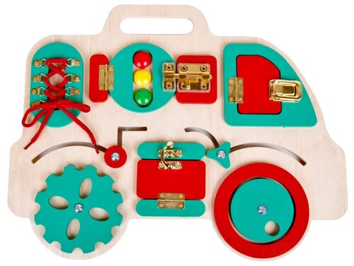 Развивающая игрушка Десятое королевство Машинка, светло-бежевый/зеленый/красный