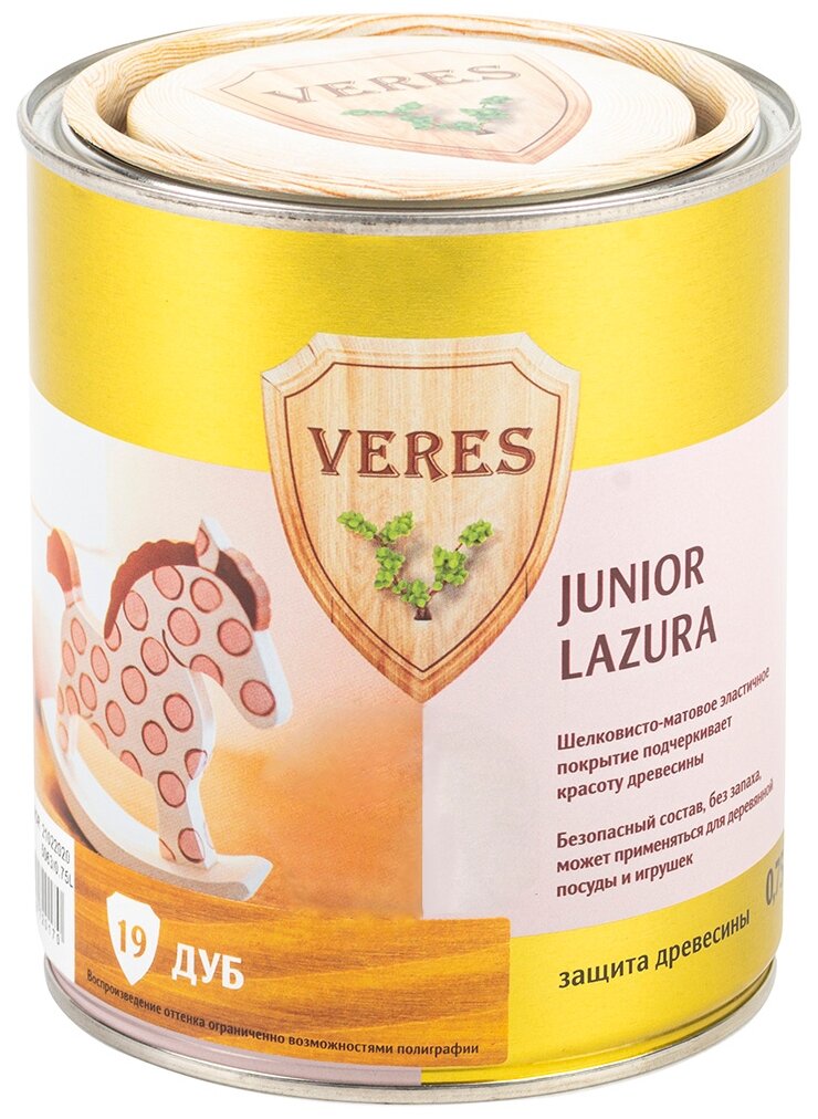 Водозащитная пропитка VERES Junior Lazura, 0.75 л, №19 Дуб