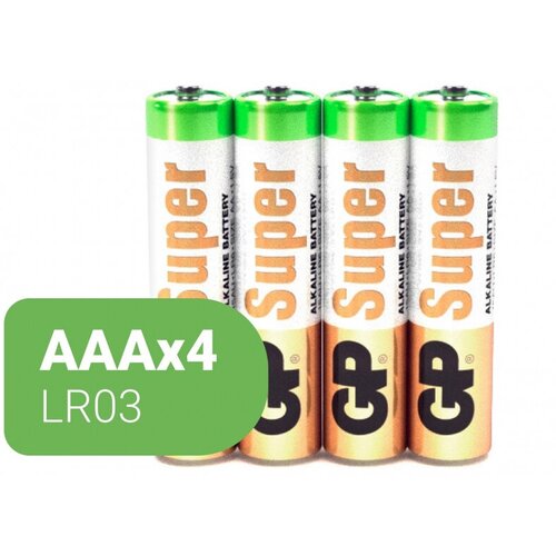 Батарейки GP Super, AAA (LR03, 24А), алкалиновые, мизинчиковые, 4 шт батарейки gp super aaa lr03 24а алкалиновые мизинчиковые комплект 4 промо 3 1 5 шт