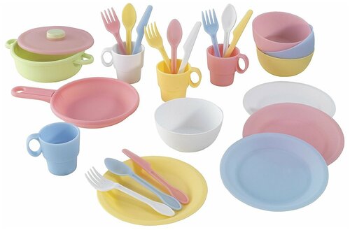 Набор посуды KidKraft Пастель 63027 белый/розовый/голубой