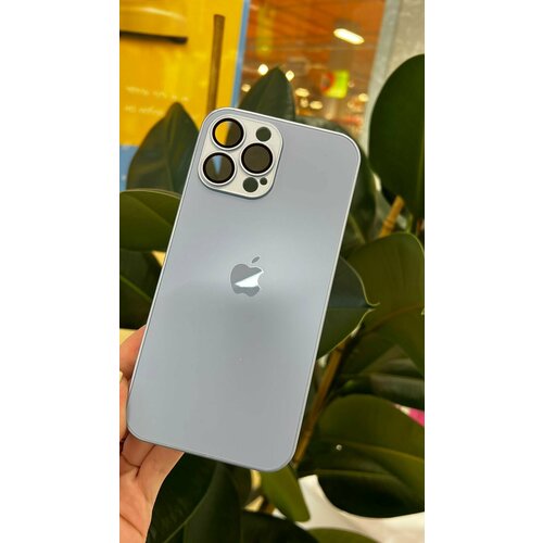 (AG) Чехол матовый IPhone 13 Pro Max голубой с защитой на линзах