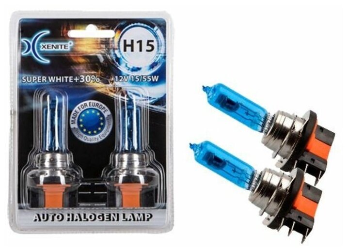 XENITE Лампа галогенная XENITE Super White 12V H15 15/55W 2 шт 1007068