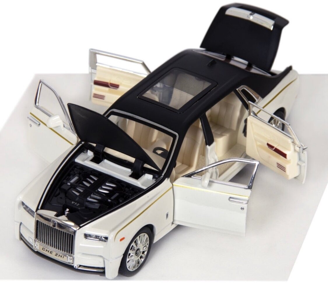 Машинка коллекционная Rolls-Royce Phantom Ролс-Ройс Фантом CheZhi 1:24, открываются двери, капот, багажник, свет, звук, инерционная