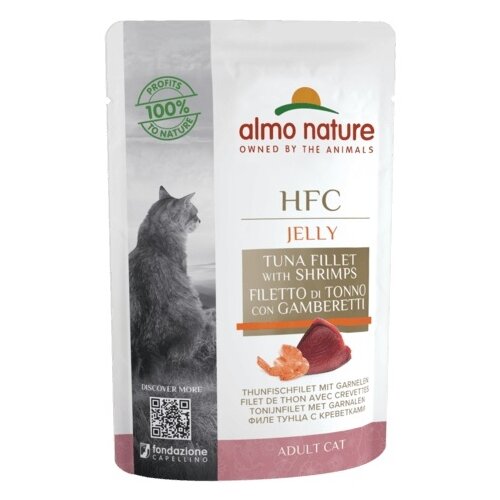 Almo Nature консервы Паучи Тунец и Креветки в Желе для кошек (HFC - Jelly - with Tuna and Shrimps) 5045 | Classic Nature Jelly - Tuna and Shrimps, 0,055 кг