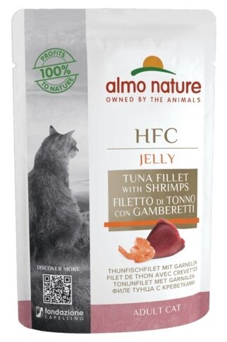 Almo Nature Паучи тунец и креветки в желе для кошек, Classic Nature Jelly - Tuna and Shrimps 0.055 кг - фотография № 1