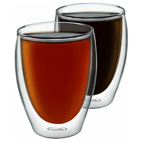 Набор стаканов с двойными стенками для кофе и чая, 2 шт. по 200 мл