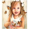 Картина по номерам и контурам Милая девочка и бабочки 40x50 на подрамнике - изображение