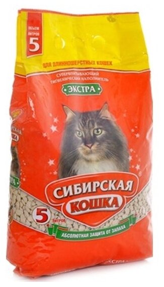 Наполнитель для кошачьих туалетов Сибирская Кошка Экстра, впитывающий для длинношерстных кошек, 20л