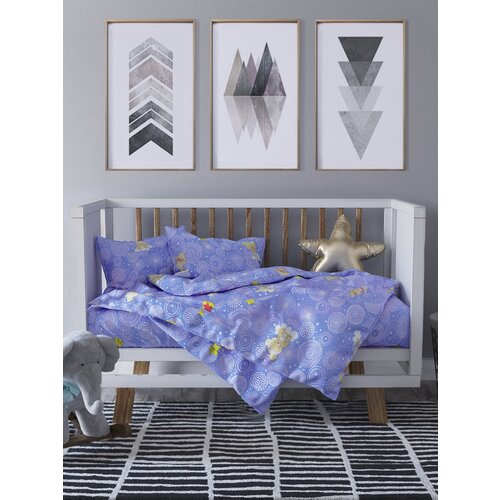 Комплект постельного белья Детский в кроватку Galtex Мишки в облаках бело-голубой