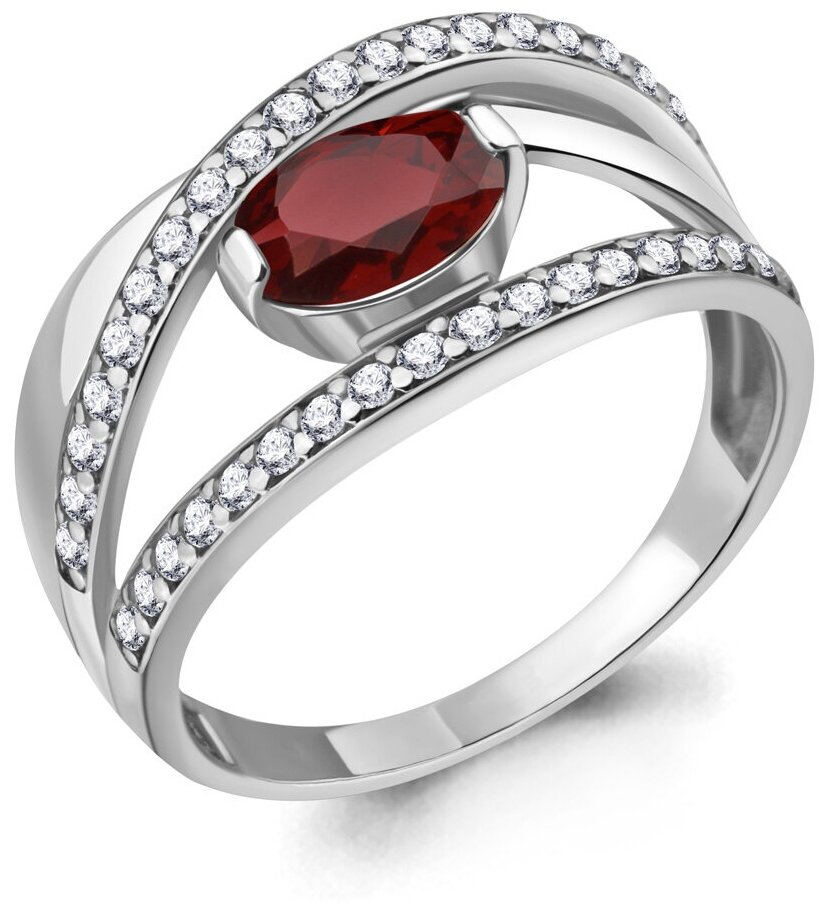 Кольцо Diamant online, серебро, 925 проба, гранат, фианит