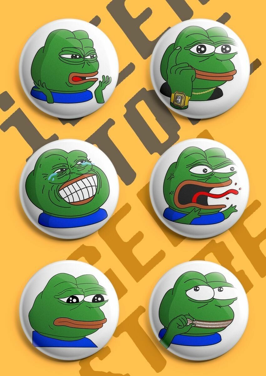 Набор значков iGEEKSTORE мемы Лягушонок Пепе / Pepe the Frog 37 мм