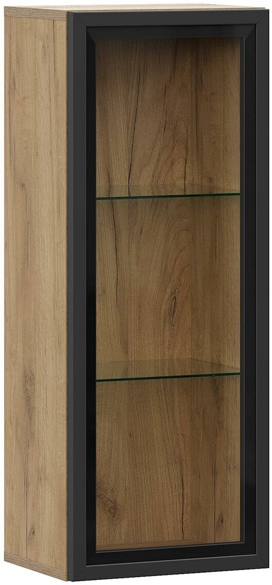 Шкаф навесной SV Мебель Милан со стеклом дуб золотой / черный 35.1x26.8x90 см