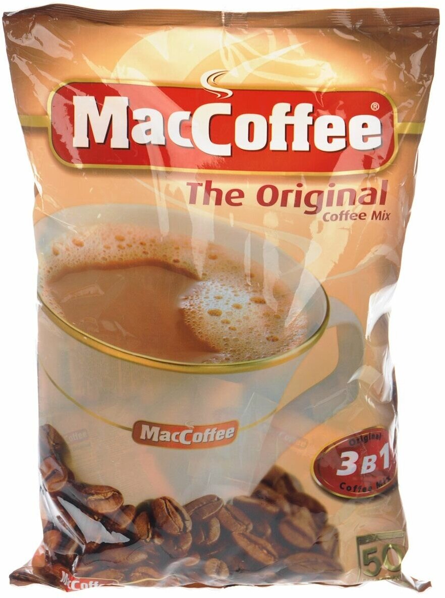 Растворимый кофе MacCoffee The Original 3 в 1, в пакетиках, 1 уп., 100 ...
