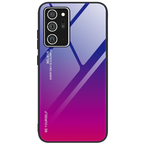 фото Чехол-бампер mypads для samsung galaxy m31s sm-m317f (2020) стеклянный из закаленного стекла с эффектом градиент зеркальный блестящий переливающийся фиолетовый