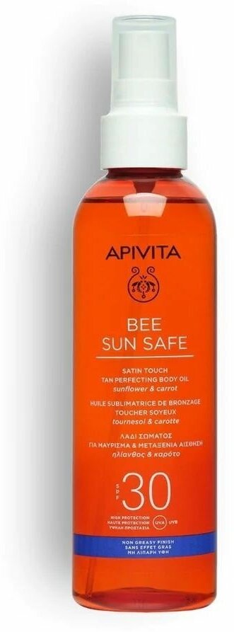 APIVITA Шелковистое масло для тела, усиливающее и продлевающее загар Satin Touch Tan Perfecting Body Oil SPF30