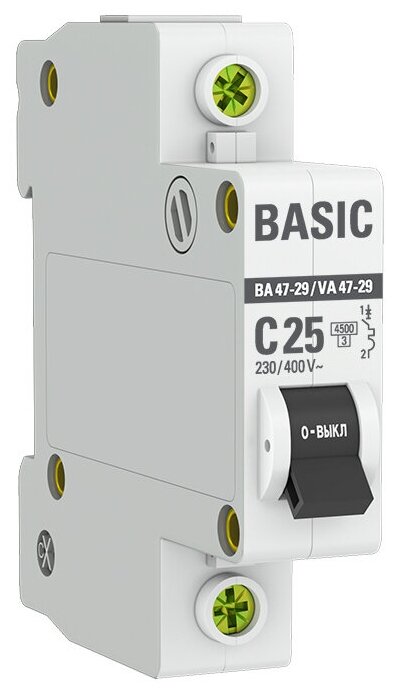 Автоматический выключатель EKF 1P 25А (C) 4,5kA ВА 47-29 EKF Basic 2 штуки