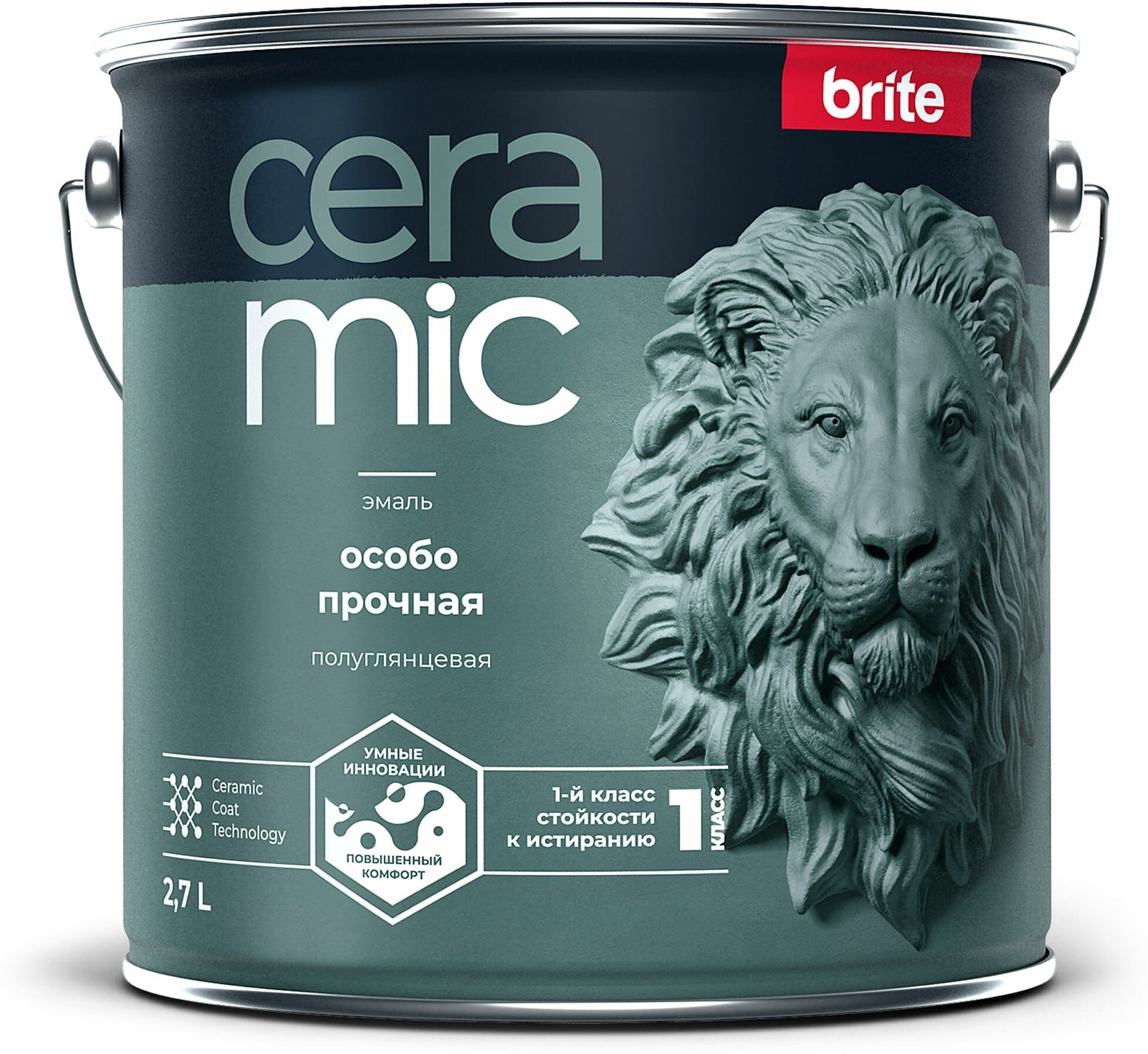 Эмаль BRITE CERAMIC особо прочная акриловая база А, ведро 2,7 л