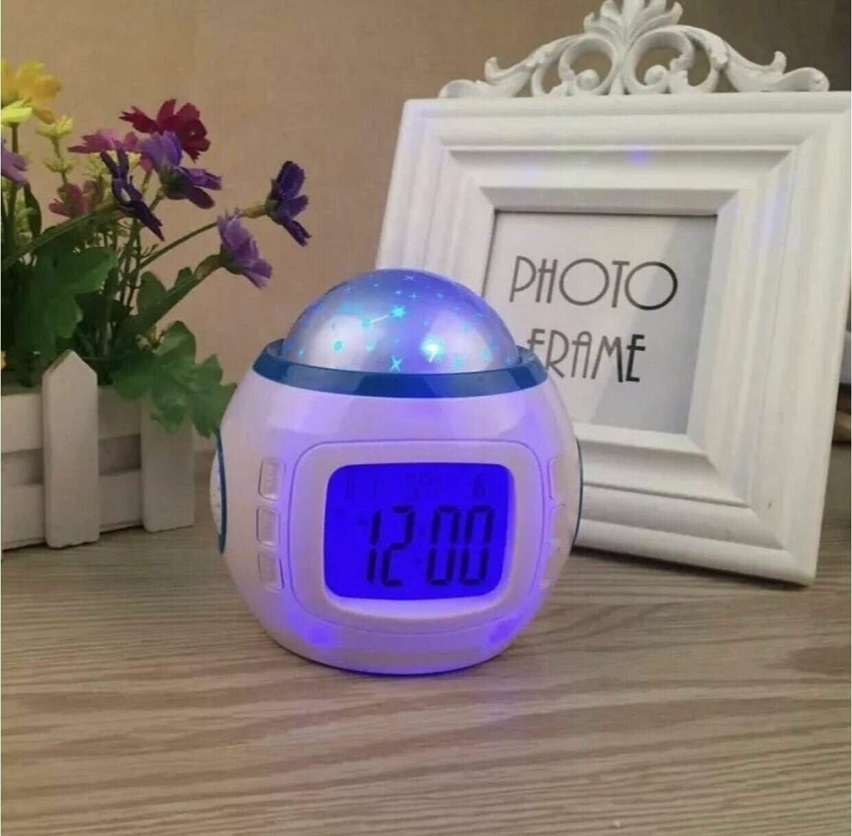 фото Часы будильник проектор звездное небо / будильник с проектором