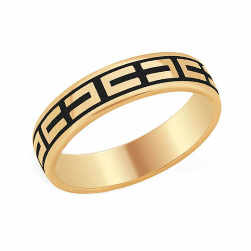 фото Кольцо обручальное яхонт, красное золото, 585 проба, эмаль, размер 16, черный яхонт ювелирный