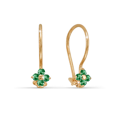 Серьги Яхонт, красное золото, 585 проба, фианит