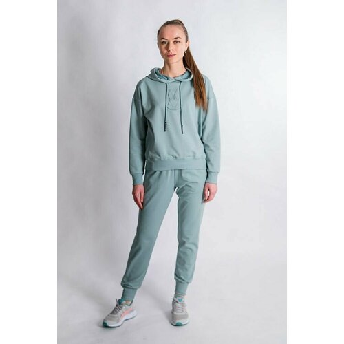фото Костюм new color, спортивный стиль, капюшон, карманы, размер 42, голубой