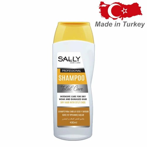 SALLY Шампунь для волос женский Профессиональный уход за сухими и поврежденными волосами Total Care, 400 мл